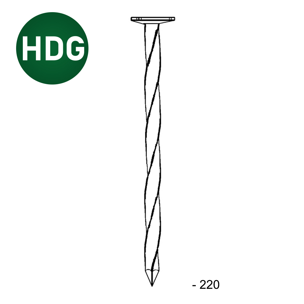 Pointe tête plate carré-torsadée HDG 6,5X220 - 5 KG - ASLAFIX - TP652207