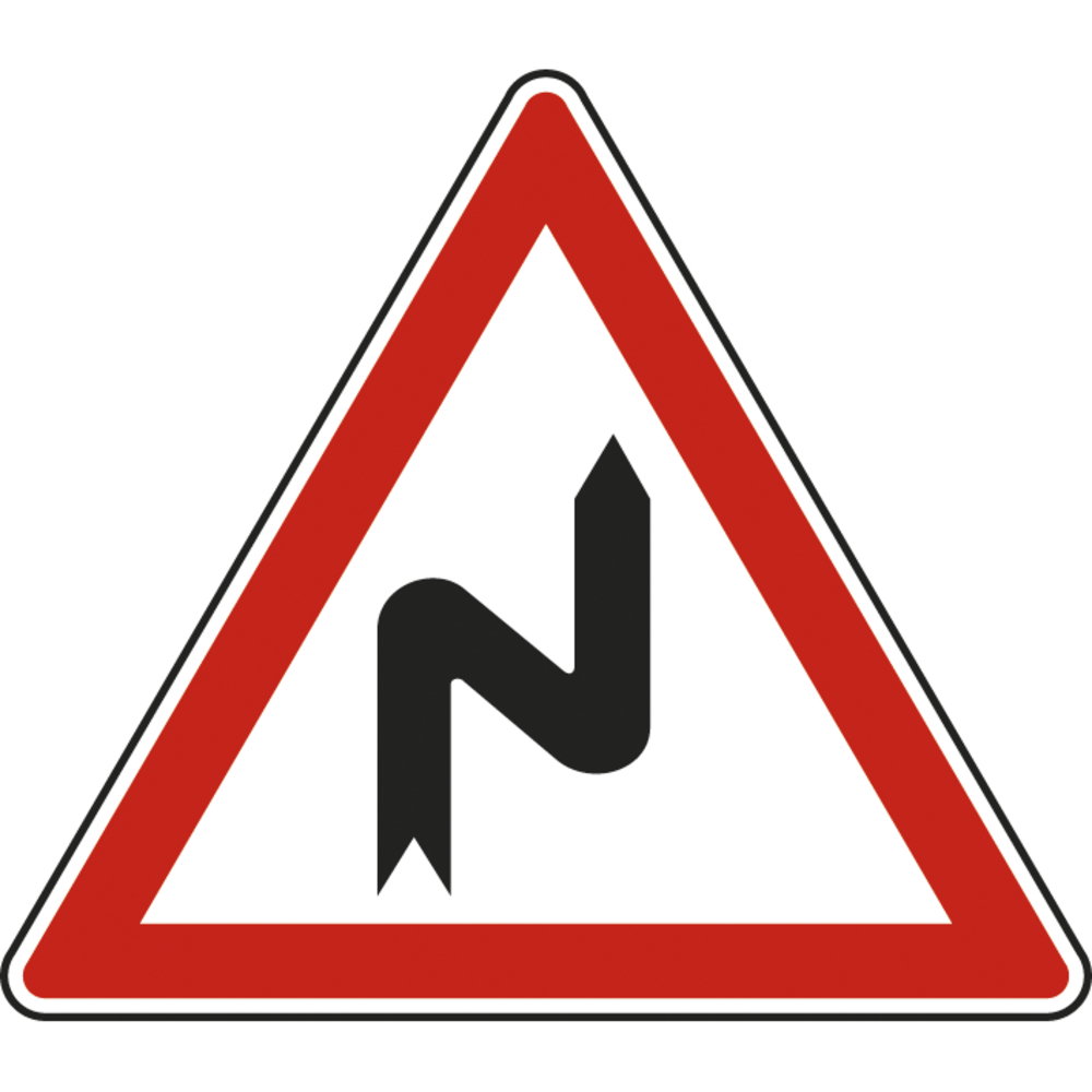 Panneau triangle Virages Premier Droite 500 Ecolign A1c cl2 - NADIA SIGNALISATION - TRI500E2A1c