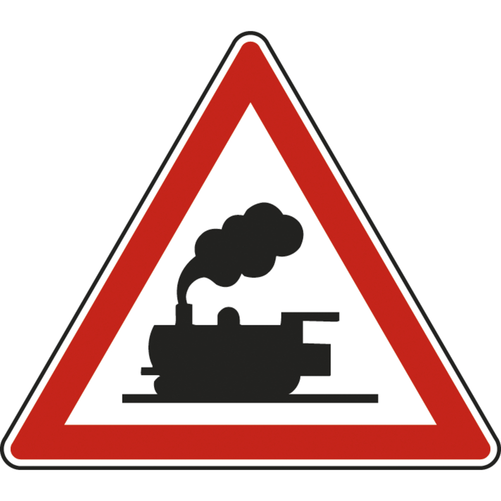 Panneau triangle Passage à niveau sans barrières ni demi-barrières 700 Ecolign A8 cl1 - NADIA SIGNALISATION - TRI700E1A8