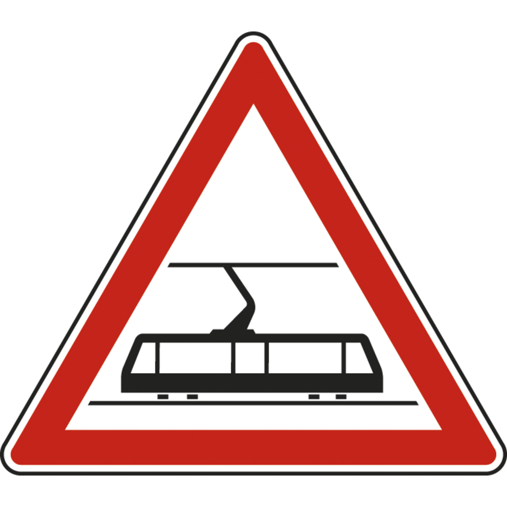 Panneau triangle traversée transport commun 500 Ecolign A9 cl1 - NADIA SIGNALISATION - TRI500E1A9
