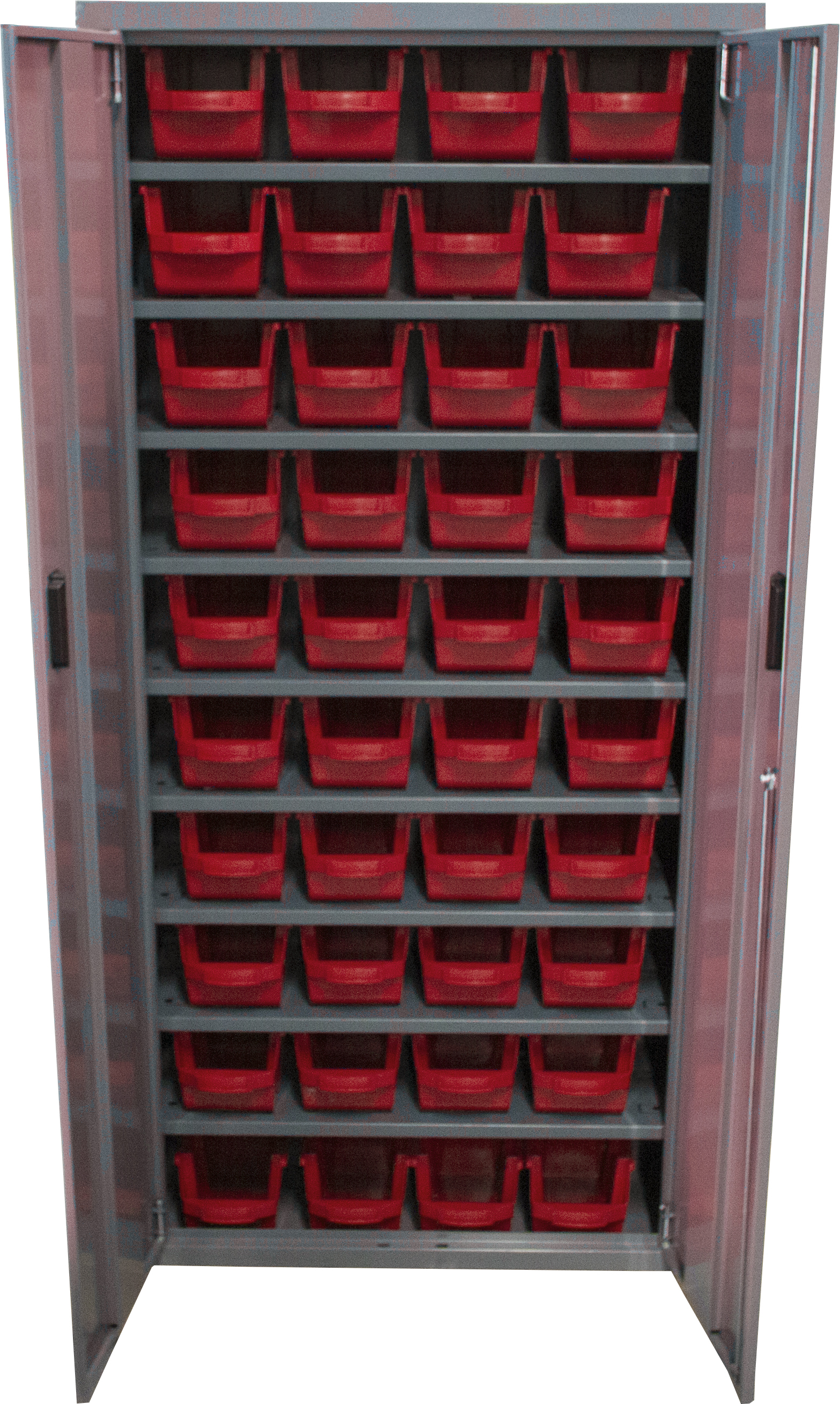 Armoire 2 portes 9 tablettes  40 bacs 4L rouge VISO - AP40PA03R