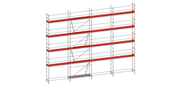 Echafaudage ALTRAD Facadier AERIS 130 m²-Structure longueur 13 m x hauteur de travail 10 m avec planchers- L45P130LIP