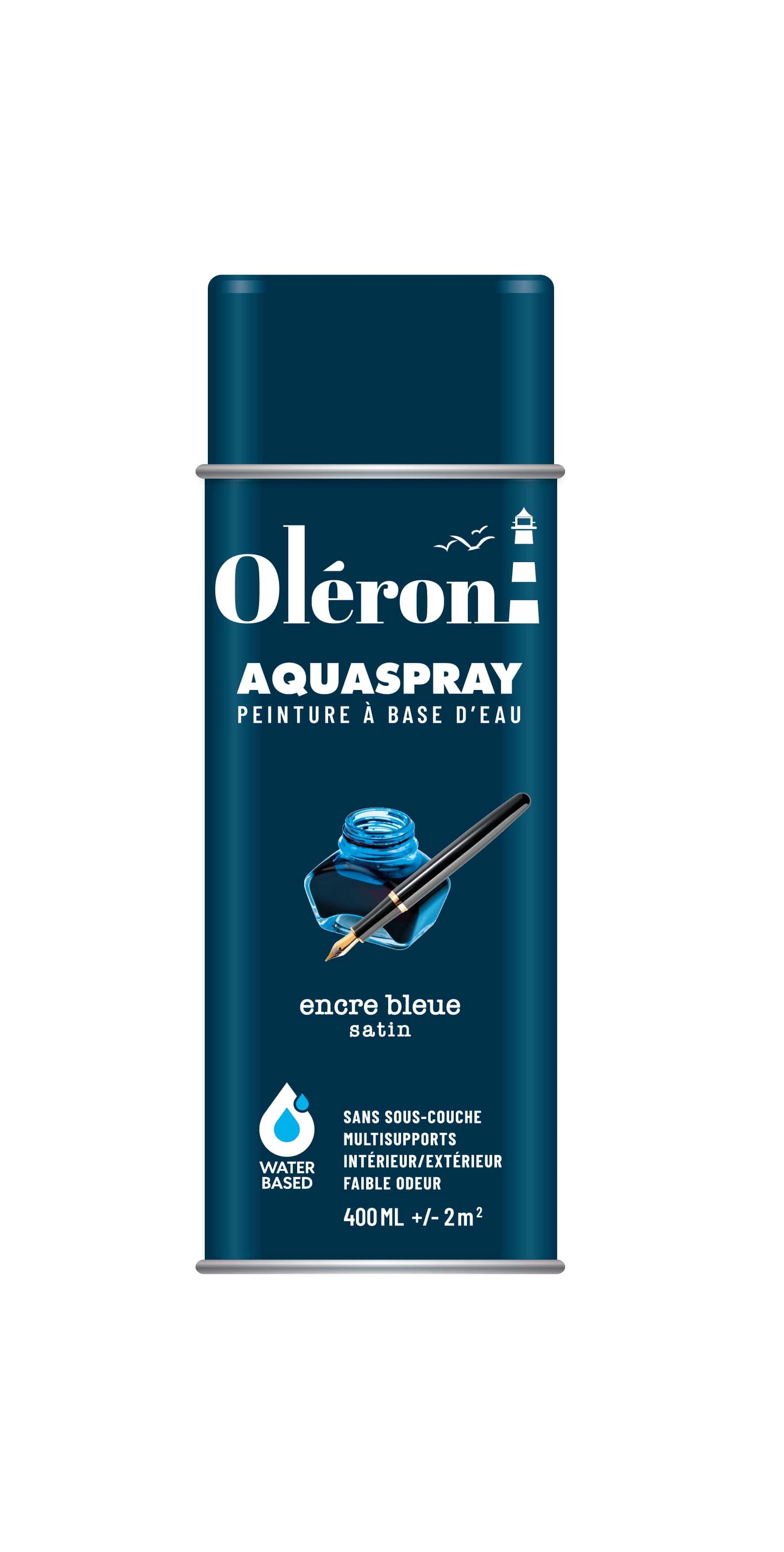 BOMBE DE DECORATION AQUASPRAY ENCRE BLEUE SATINE 400ML OLERON 561014
