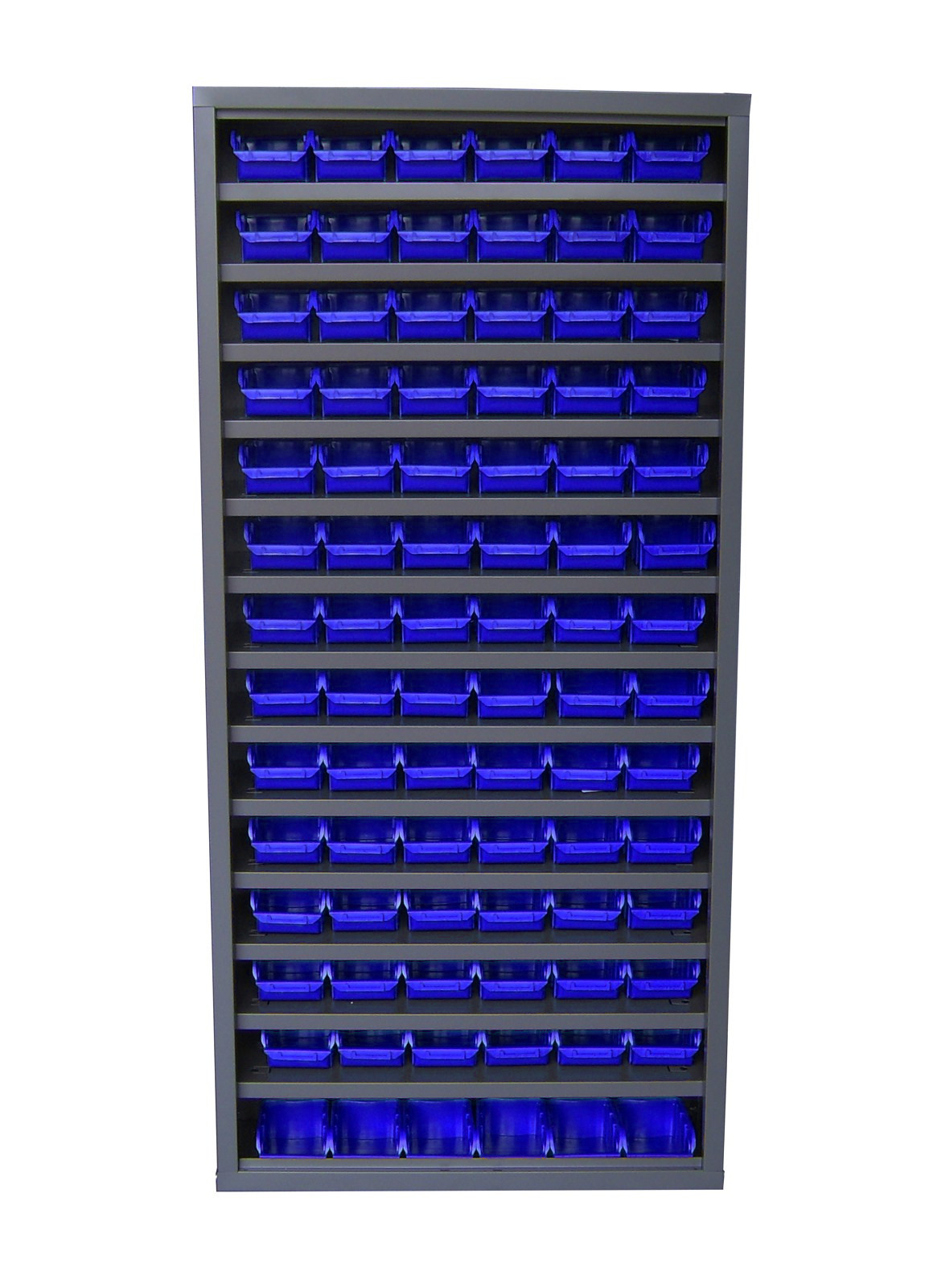 Armoire sans porte 13 tablettes 84 bacs 1L bleu VISO - ASP84PA02