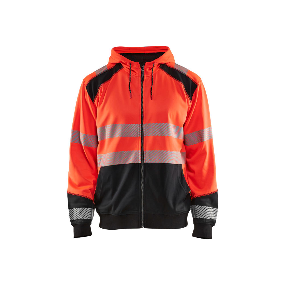 Sweat zippé à capuche haute-visibilité Blåkläder 3546 Rouge fluo/Noir Blaklader - 354625285599