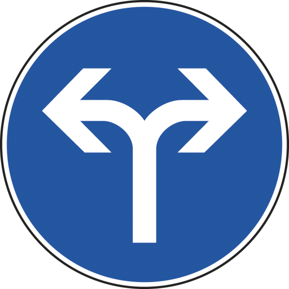 Panneau disque Directions obligatoires à droite ou gauche 450 Ecolign B21e cl2 - NADIA SIGNALISATION - DIS450E2B21e