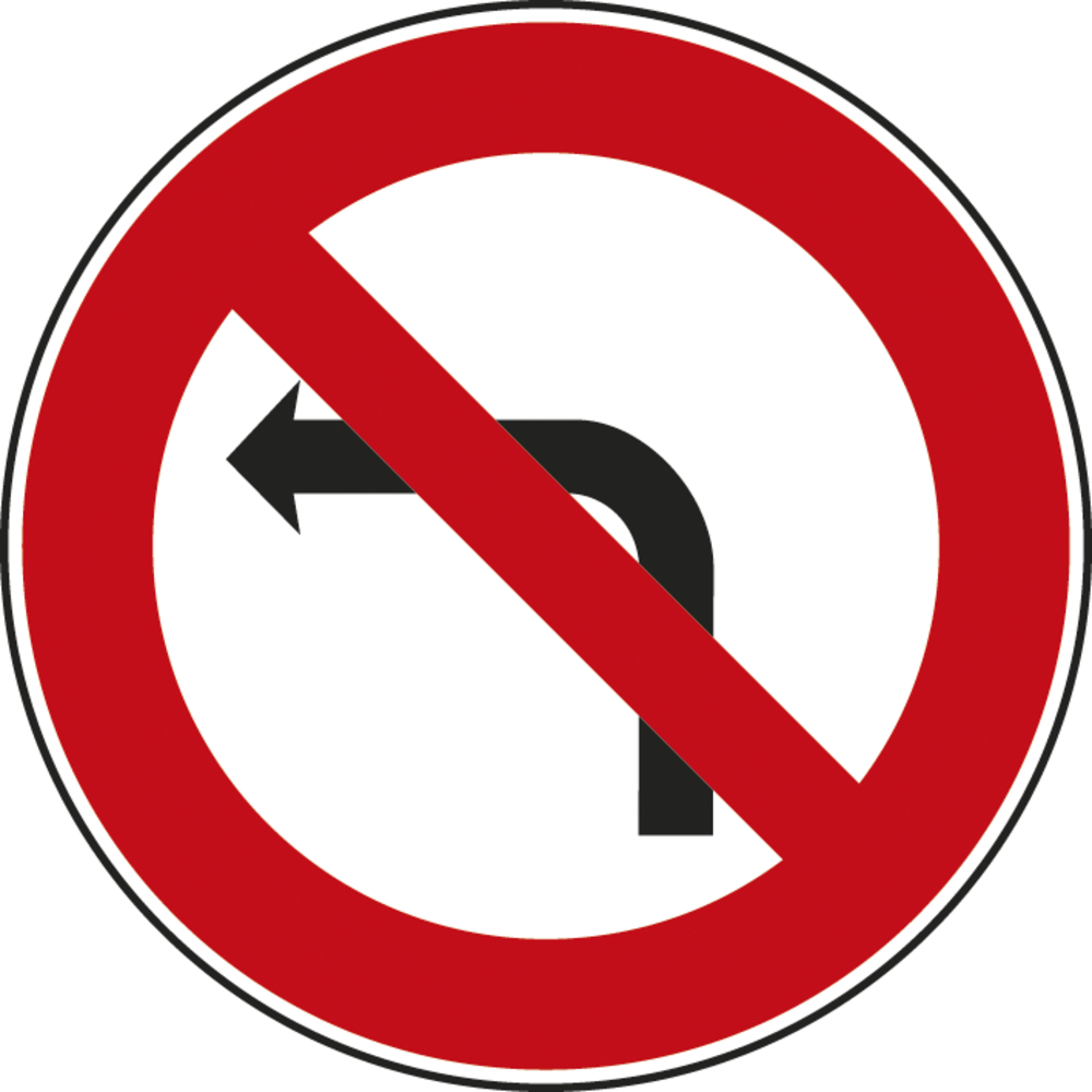 Panneau disque interdiction tourner à gauche prochaine intersection 850 Ecolign B2a cl2 - NADIA SIGNALISATION - DIS850E2B2a