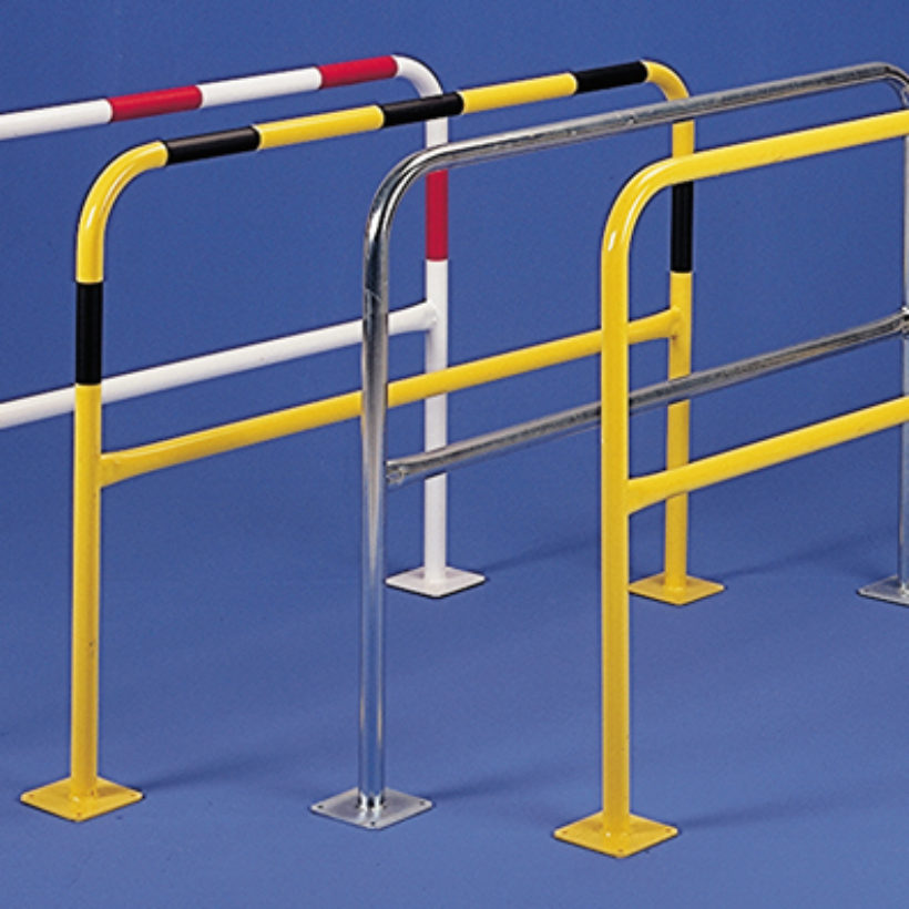 Barrière de protection sur platine Ø 40mm- Longueur 100m Jaune avec 4 bandes noires - MOTTEZ - B353ZJN