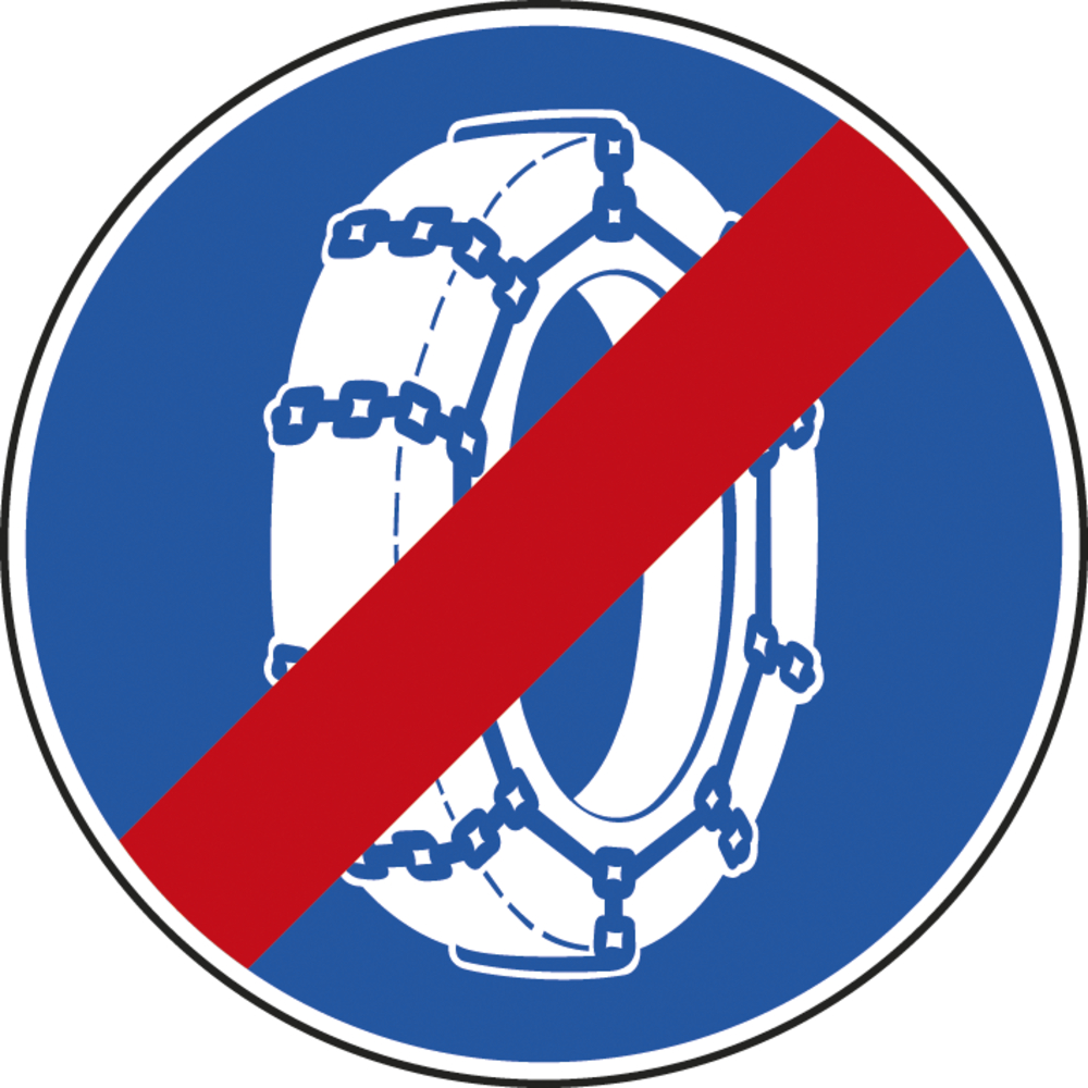 Panneau disque Fin d'obligation chaînes à neige 650 B44 cl1 - NADIA SIGNALISATION - DIS650E1B44