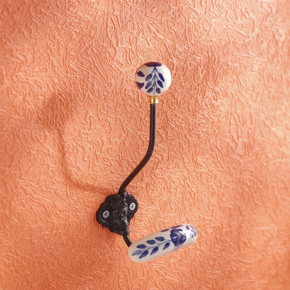 Support acier moulé noir mat avec boules porcelaine Delphes  - MOTTEZ - B834V