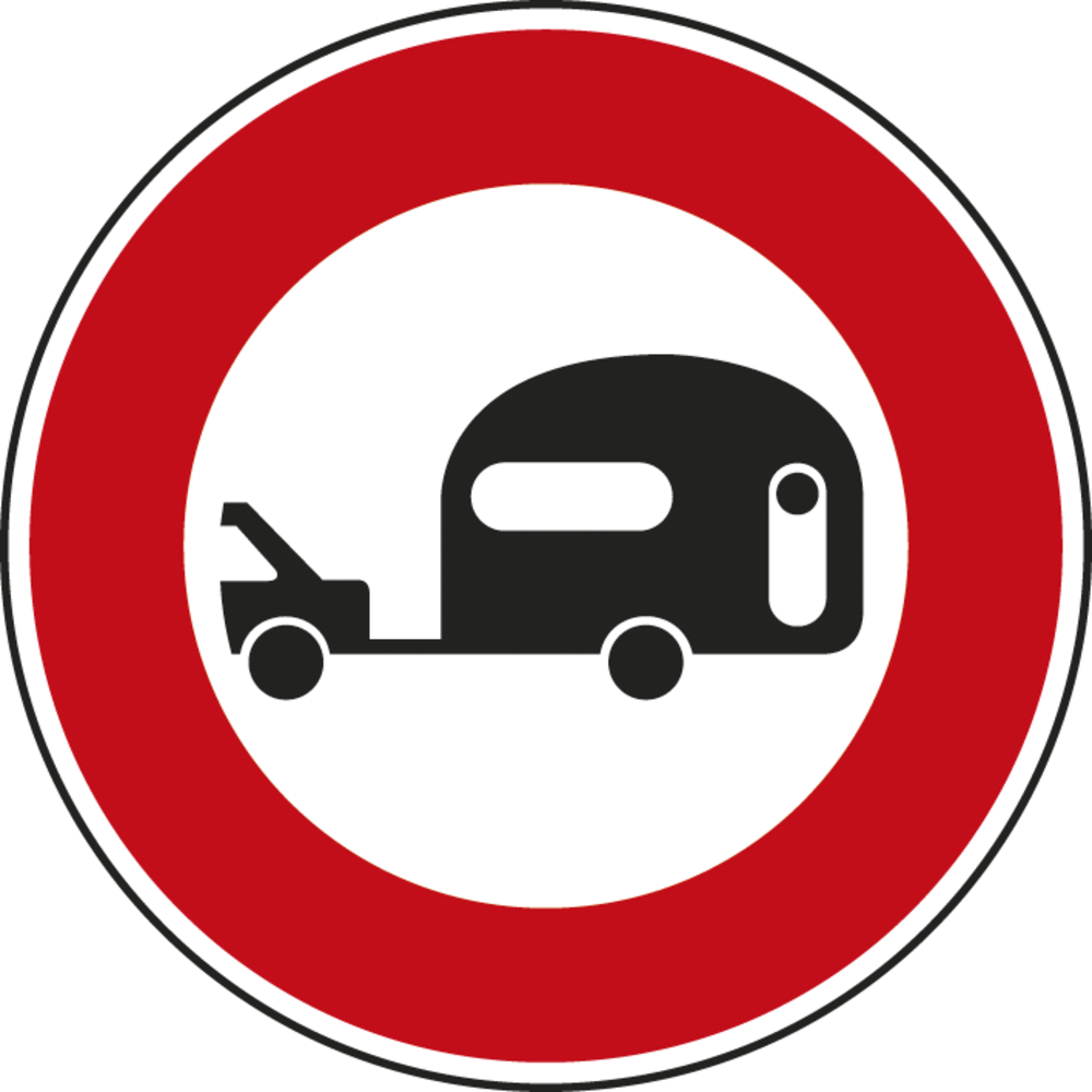 Panneau disque Accès interdit véhicules tractant caravane/remorque 650 Ecolign B9i cl1 - NADIA SIGNALISATION - DIS650E1B9i