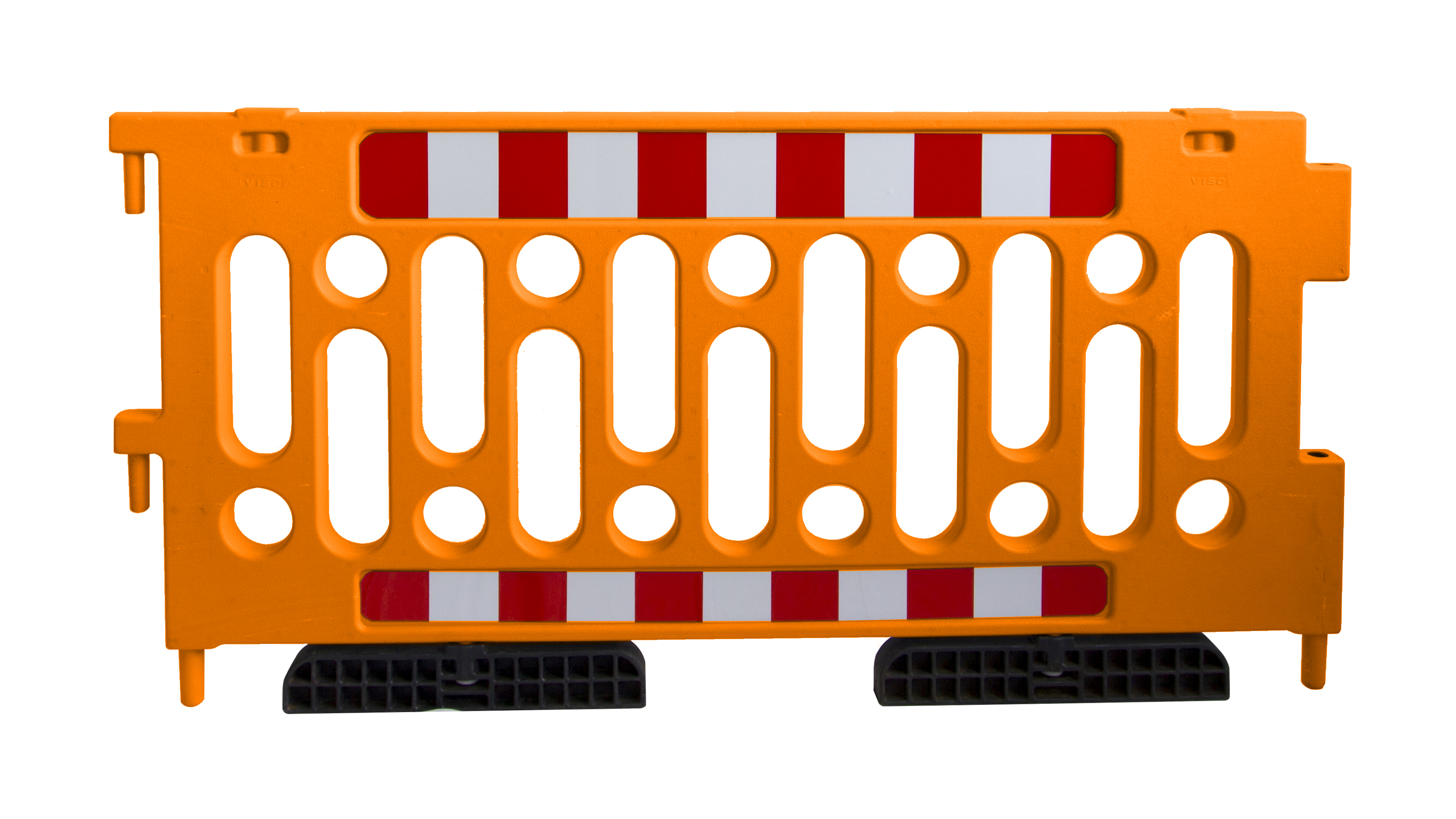 Barrière police polypropylène avec pieds et bandes réfléchissantes  Orange VISO - BAR2020OR