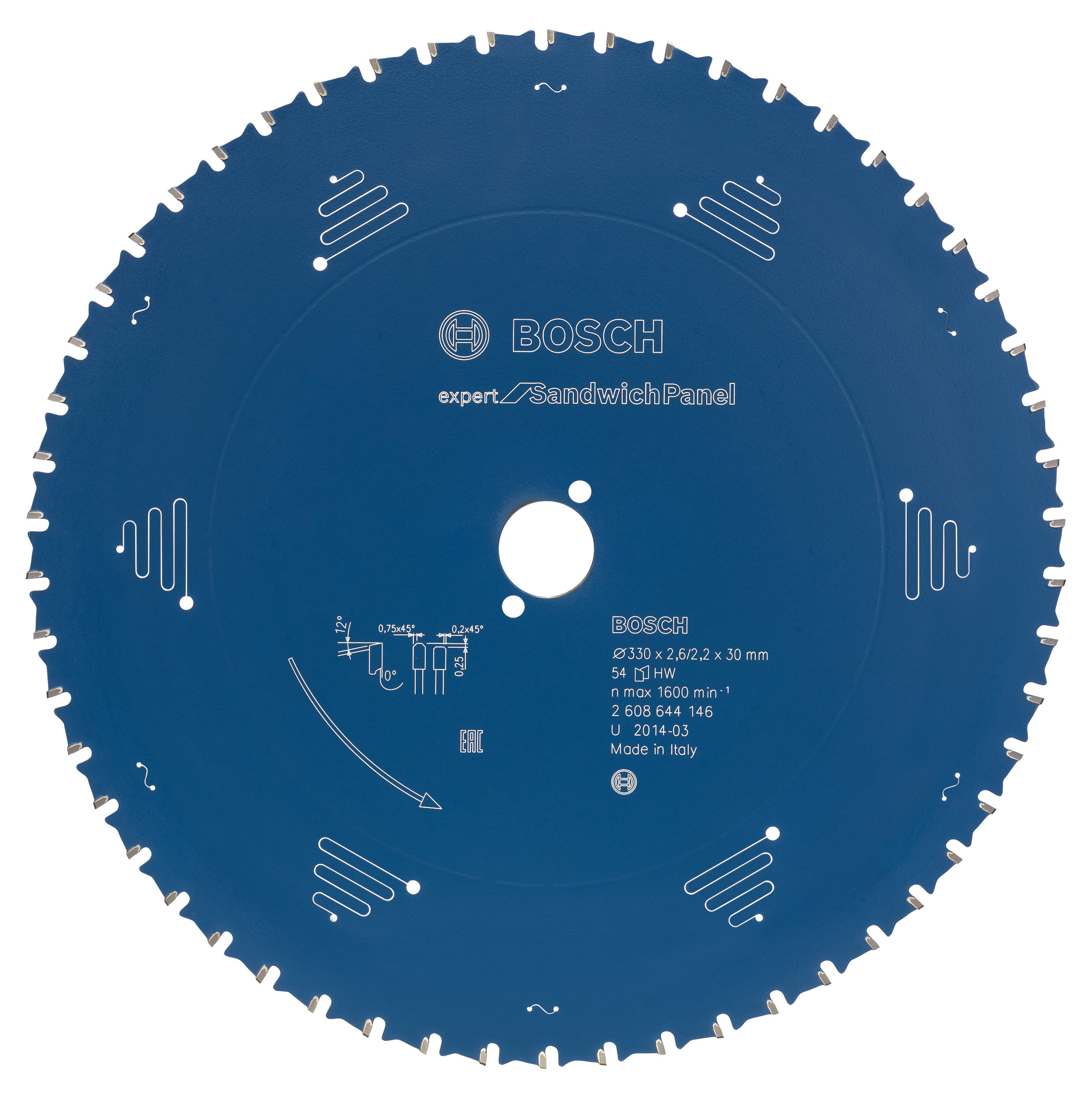 Lame scie circulaire expert panneaux sandwich 230x30x2,2mm ; 48d BOSCH - 2608644368