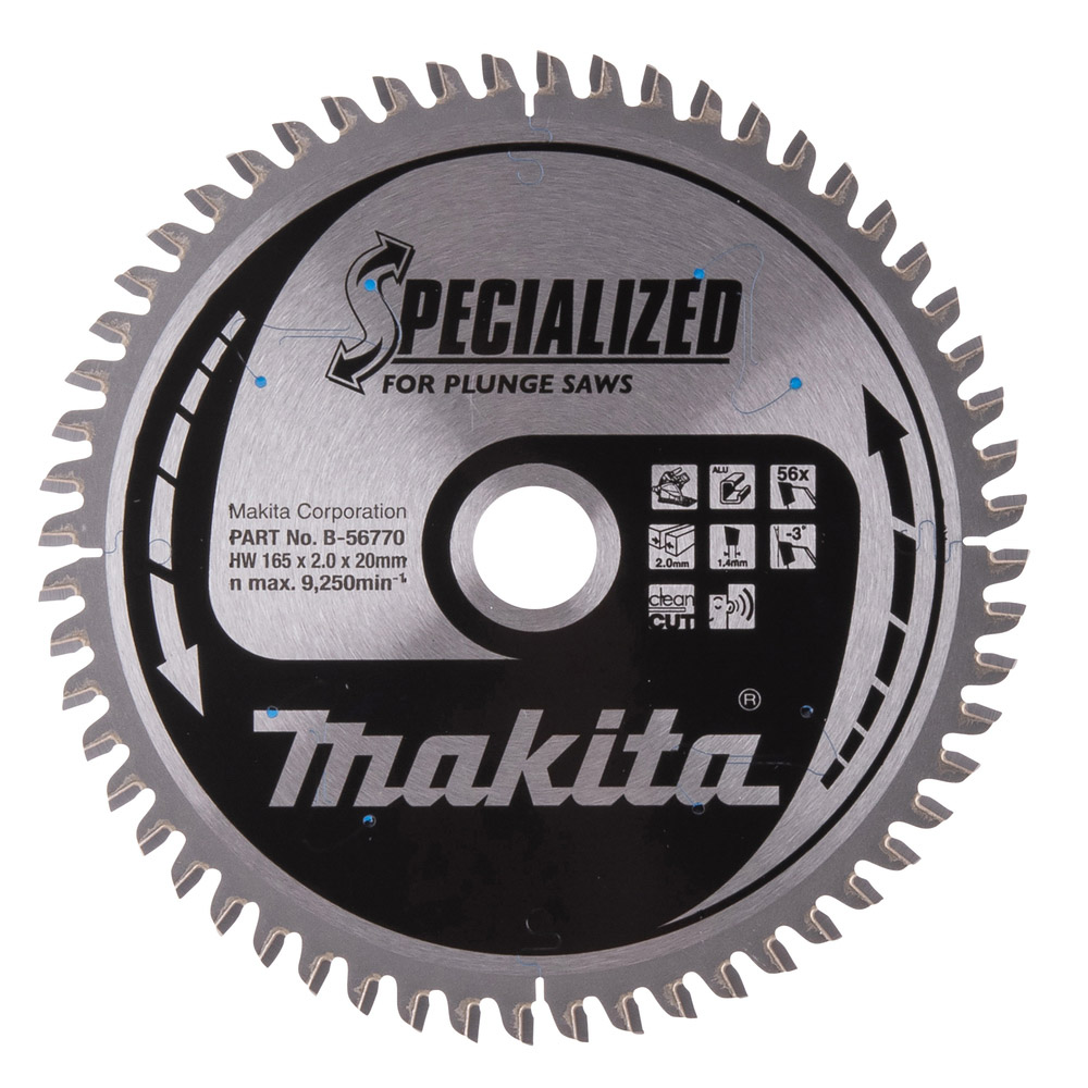 LAME CARBURE ALUMINIUM SPE PLO+BATT 165X20MM 56D MAKITA - B56770