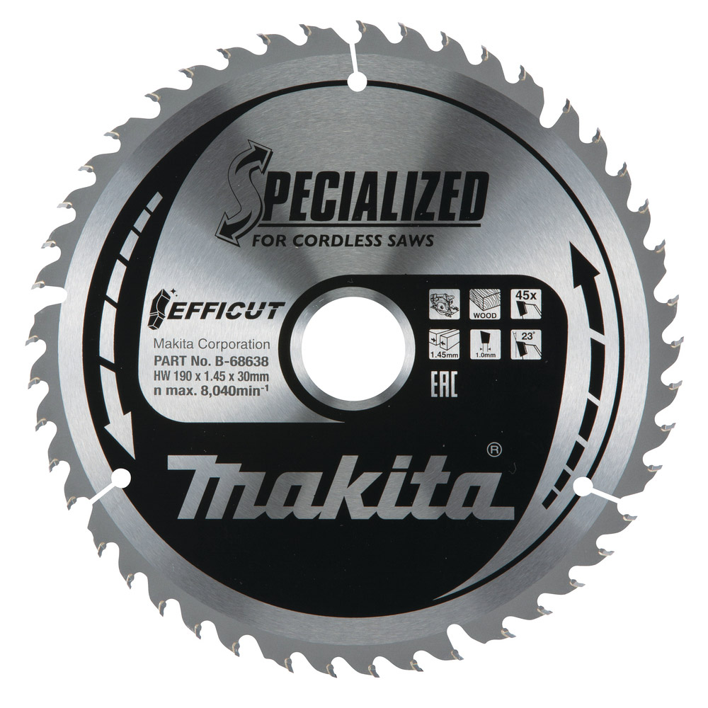 LAME CARBURE EFFICUT BOIS 190x30x45D MAKITA - B68638