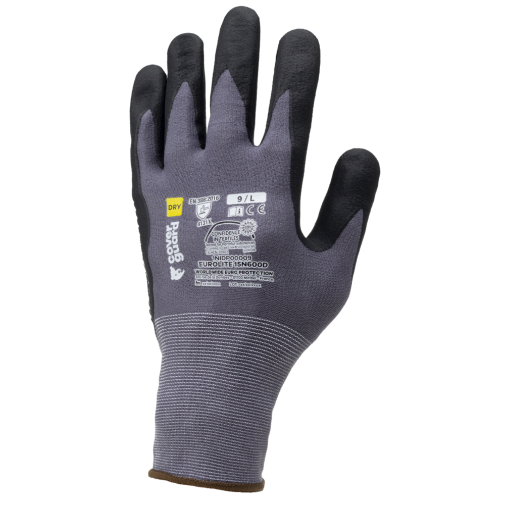 Gant EUROLITE 15N600D gris/noir - COVERGUARD - 1NIDP00
