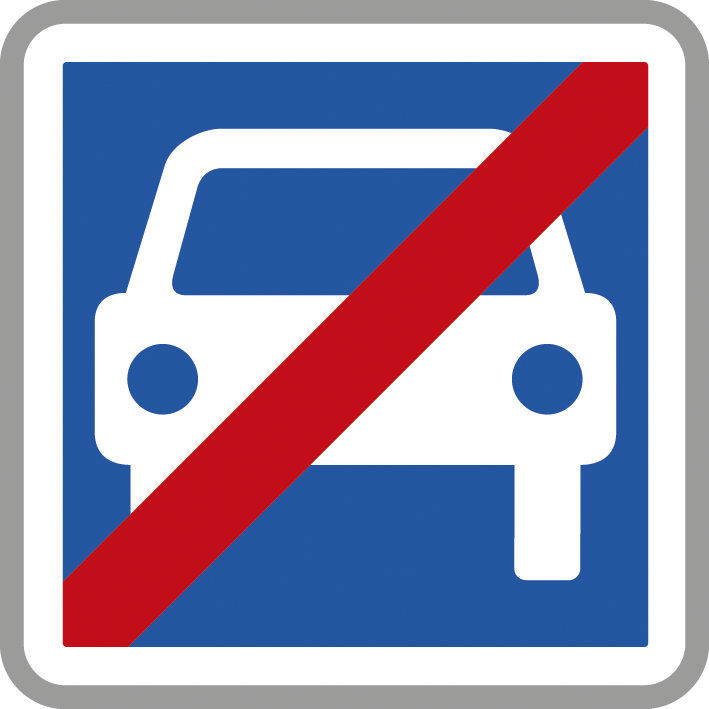 Panneau carré Fin de route à accès réglementé 900 Ecolign C108 cl2 - NADIA SIGNALISATION - CAR900E2C108
