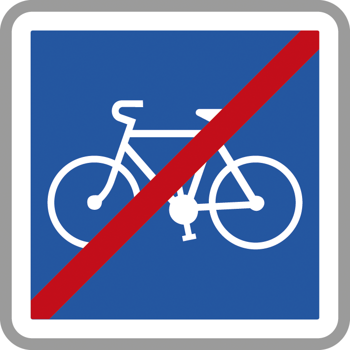 Panneau carré Fin d'une bande cyclable conseillée 350 Ecolign C114 cl2 - NADIA SIGNALISATION - CAR350E2C114