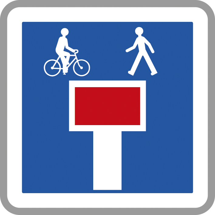 Panneau carré Impasse avec issue piétons et cyclistes 900 Ecolign C13d cl2 - NADIA SIGNALISATION - CAR900E2C13d