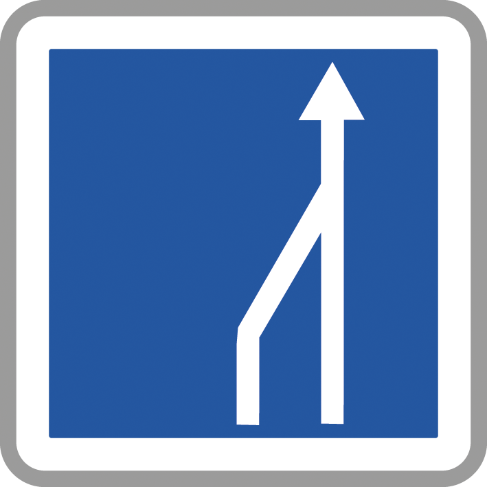 Panneau carré Réduction voies route à chaussées séparées 900 Ecolign C28ex1 cl1 - NADIA SIGNALISATION - CAR900E1C28ex1