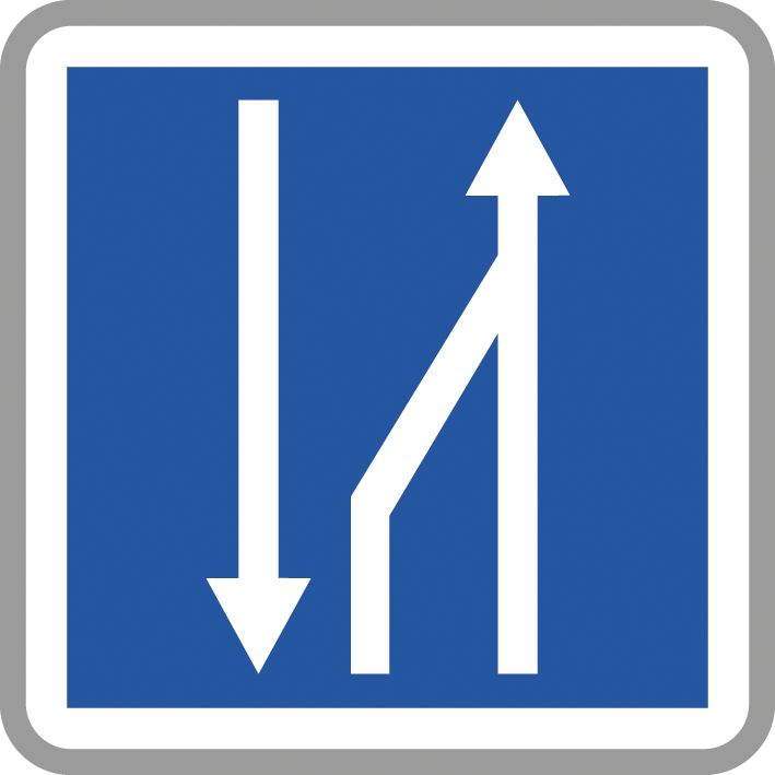 Panneau carré Fin créneau dépassement trois voies 350 Ecolign C30 cl2 - NADIA SIGNALISATION - CAR350E2C30