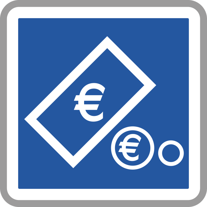 PANNEAU CARRÉ Paiement automatique par pièces et billets 350 ECOLIGN C64c cl2 - NADIA SIGNALISATION - CAR350E2C64c