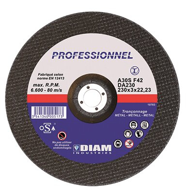 DISQUE ABRASIF DIAM INDUSTRIE ACIER D300MM EP.3,5MM - DA30020