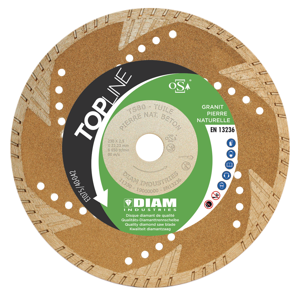DISQUE DIAMANT Diam.230/22.23 GRANIT - PIERRES NATUREL DIAM INDUSTRIE - TS80230/22