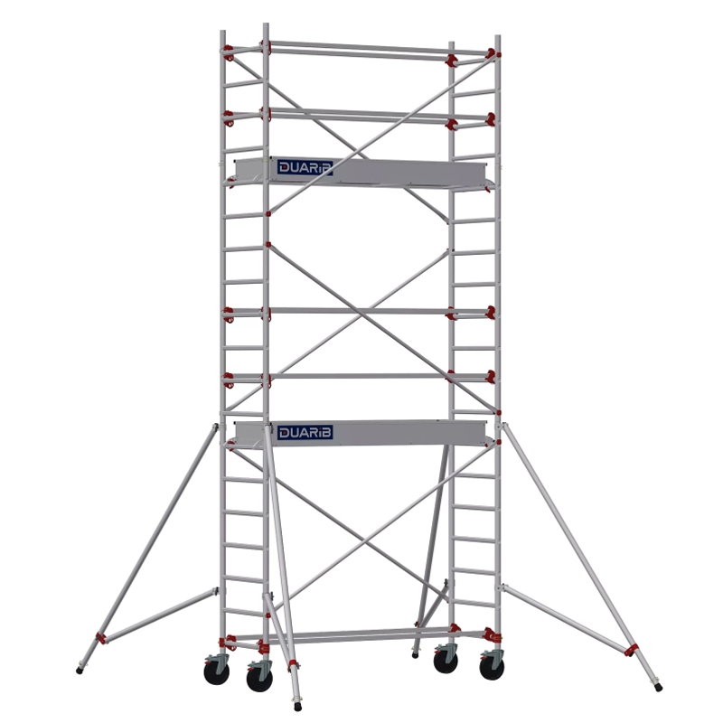 Échafaudage roulant aluminium DUARIB AL205 base standard + Garde corps monobloc hauteur travail 6.90 m - 613725