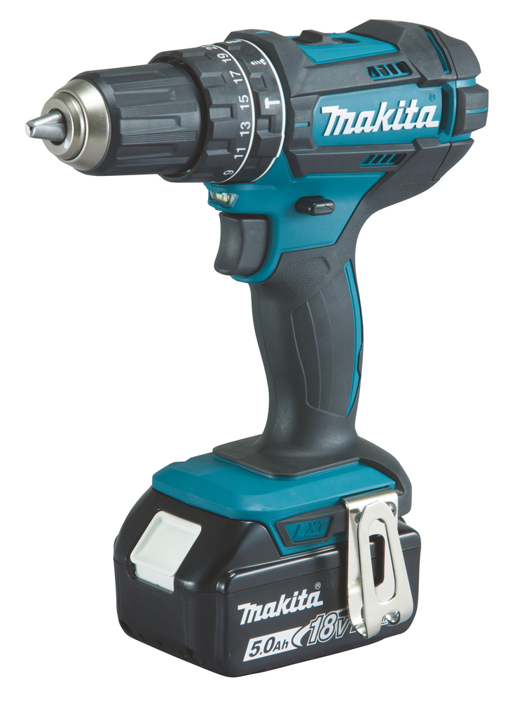 Perceuse visseuse percussion MAKITA sans fil 18 V 2 batteries 5 Ah 13 mm DHP482RTJ