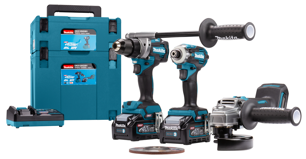 Ensemble de 3 machines MAKITA 40 V max Li-Ion 4 Ah XGT DK0125G301
