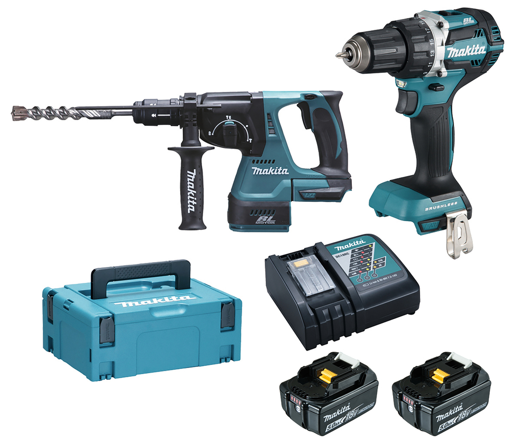 PACK 2 MACHINES 18V MAKITA DDF484 + DHR243 BATTERIE 5 AH  DLX2191TJ