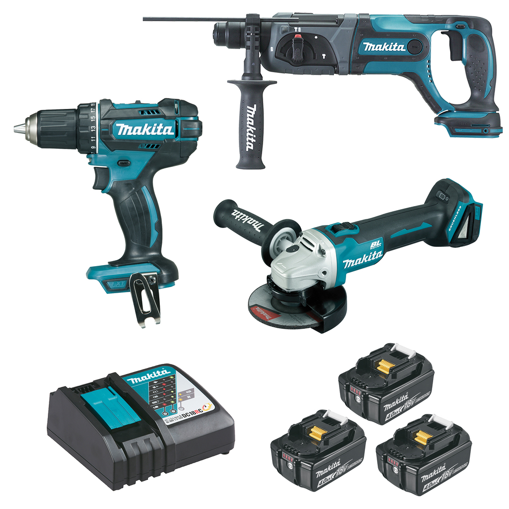 Ensemble de 3 machines MAKITA 18 V Li-Ion 4 Ah (DDF482 + DGA504 + DHR241) DLX3078MJ Ensemble de 3 machines MAKITA 18 V Li-Ion 4 Ah (DDF482 + DGA504 + DHR241) DLX3078MJ