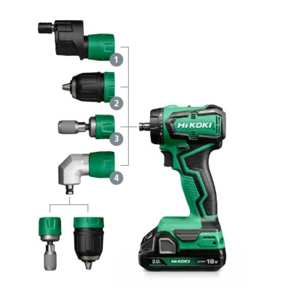 PERCEUSE-Visseuse sans fil 18V - BRUSHLESS - 55 Nm - MV - Mandrins à changement rapide & ACCESSOIRES - 2x18V 2,0Ah - RFC - en HSC II - HIKOKI - DS18DDQWRZ