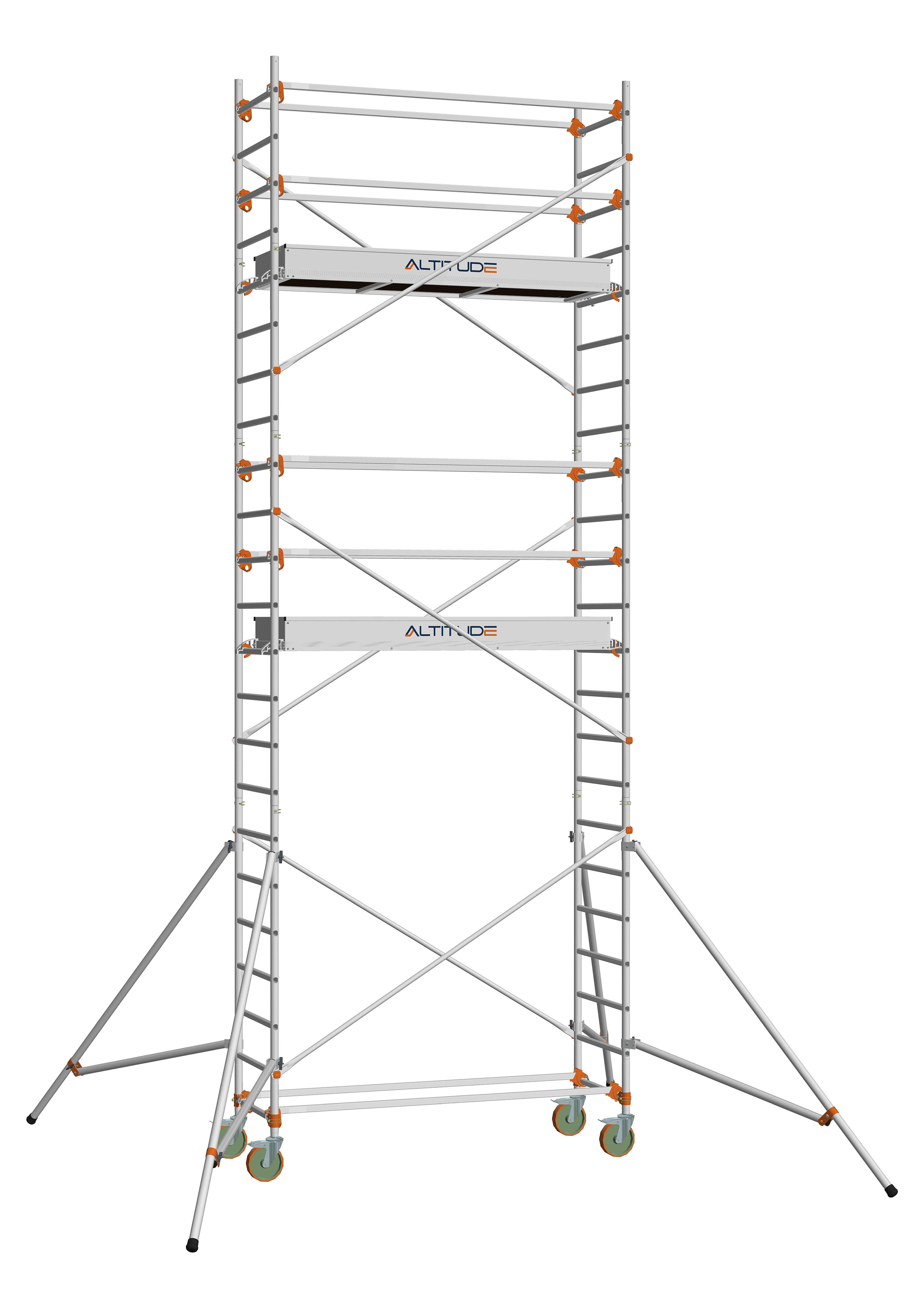 Échafaudage roulant aluminium DUARIB AL255 base standard + lisse hauteur travail 6.90 m  - 513815