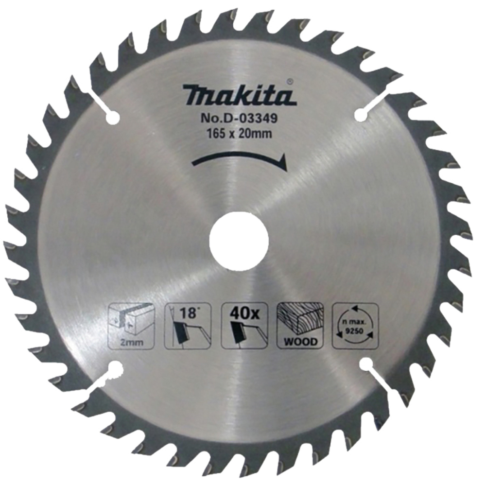 LAME CARBURE MAKITA Ø 165 MM STANDARD BOIS POUR SCIES CIRCULAIRES (40 DENTS) -D-03349