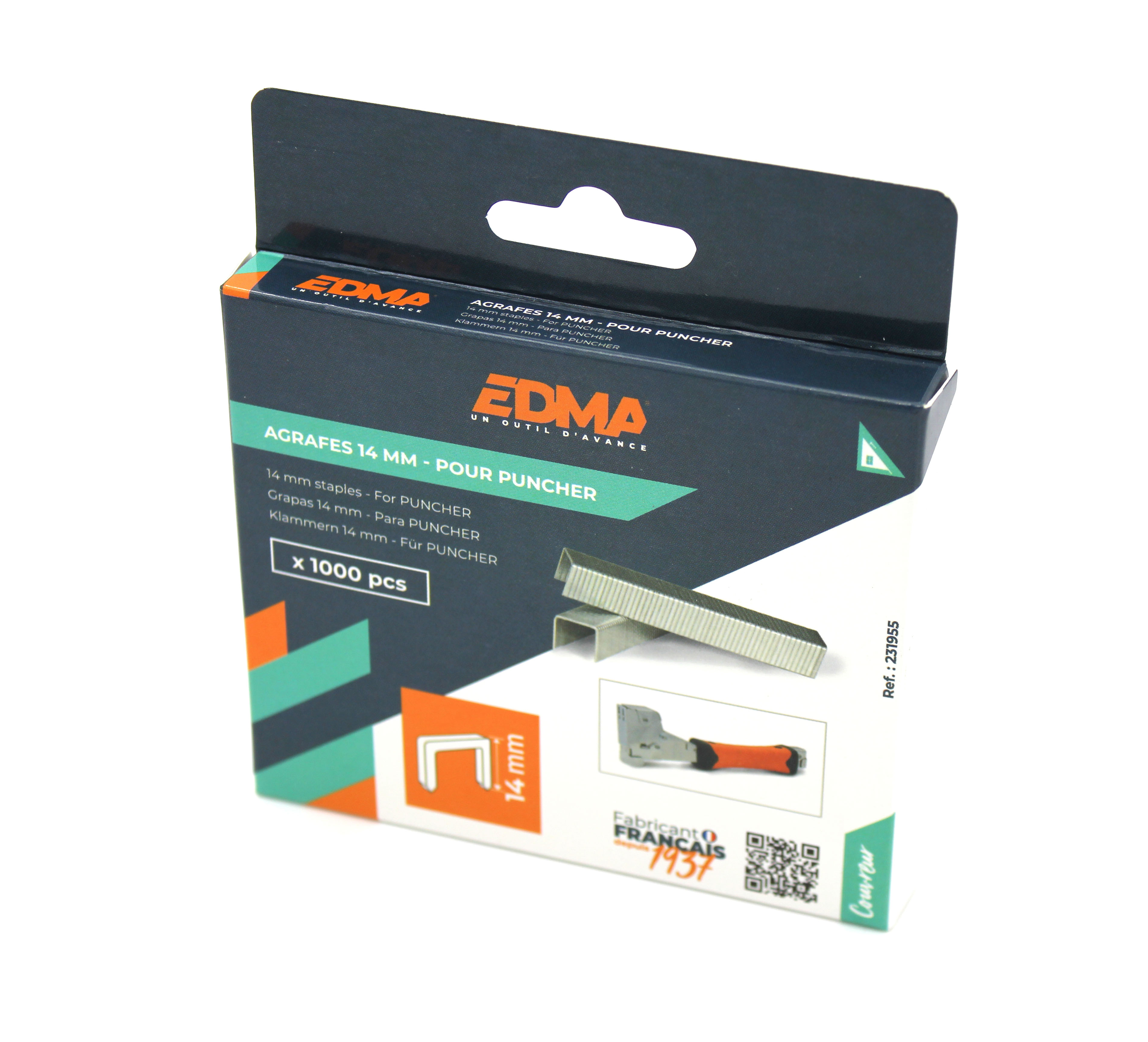 AGRAFE POUR PUNCHER - 14 mm x 1000 pcs - EDMA - 231955