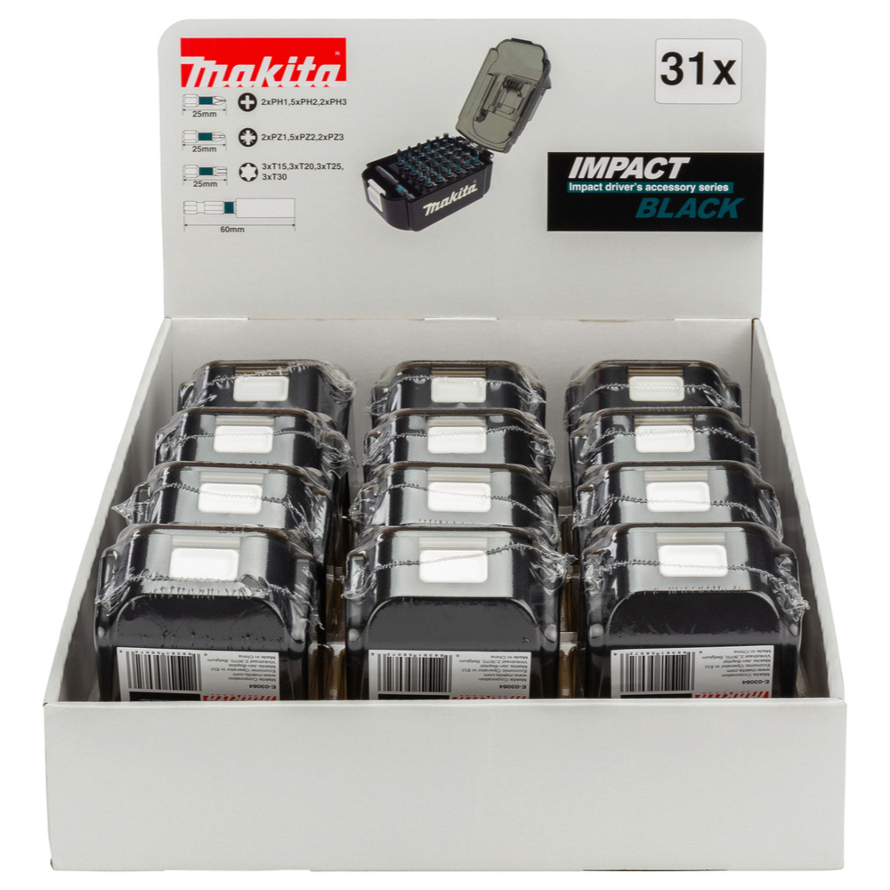 MASTER CARTON 12 x COFFRET IMPACT BLACK 31 PCS MAKITA - E03090