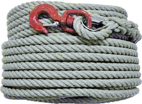 CORDE CHANVRE 30M Ø22MM AVEC CROCHET POUR POULIE FORGES DE MAGNE - 383430
