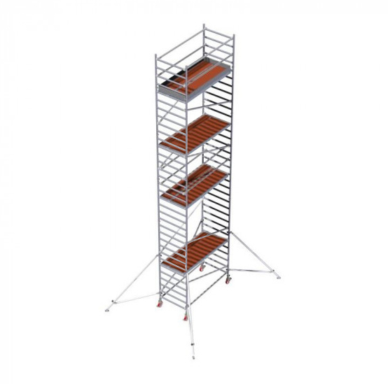 Echafaudage roulant aluminium pro haut de travail 9,90 m avec rattrapage de niveaux FACAL modèle CAPO C392CBLI22