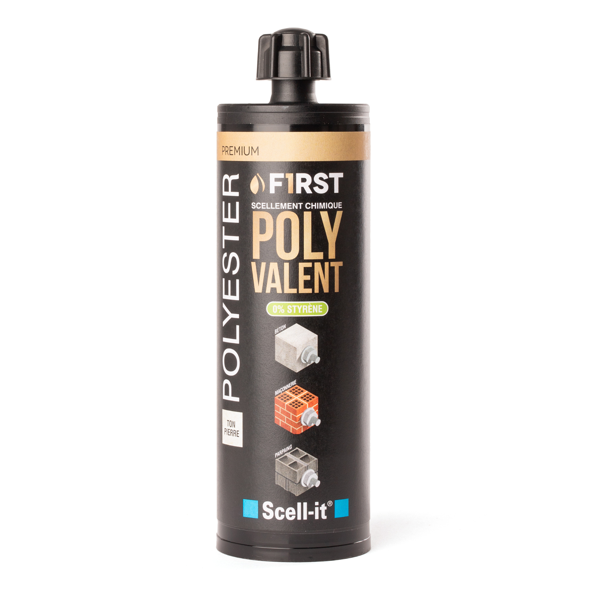 1 cartouche 410ml résine polyester polyvalente plus - 2 ATE - 0 styr. - blanc - SCELL-IT - FIRST410B