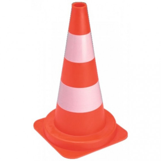 Cône de signalisation 50cm PVC recyclé 2 bandes peinture blanche VINMER 148104