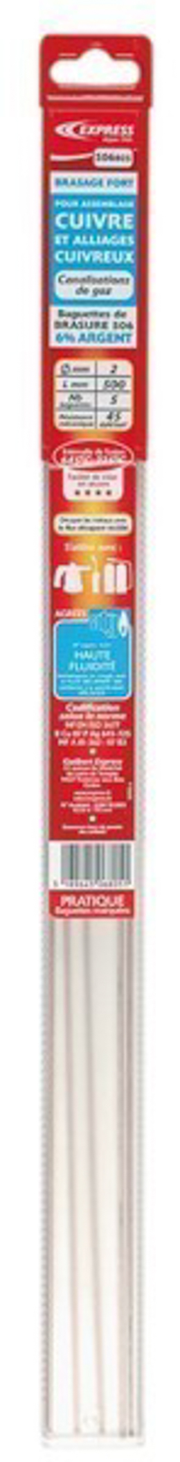BAGUETTES DE BRASURE CUIVRE PH 6% ARGENT AGRÉE ATG (GDF) - EXPRESS - 506805