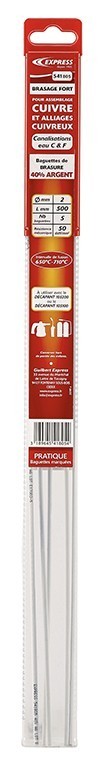 BRASURE 40% AG ENROBEE DE DECAPANT - 5 BAGUETTES Ø2MM LG 500MM - EXPRESS - 541805