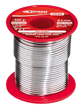 SOUDURE ÉTAIN - 96,5 % D’ÉTAIN - 3,5 % AG SANS PLOMB - Ø 2 MM - EXPRESS - 5940