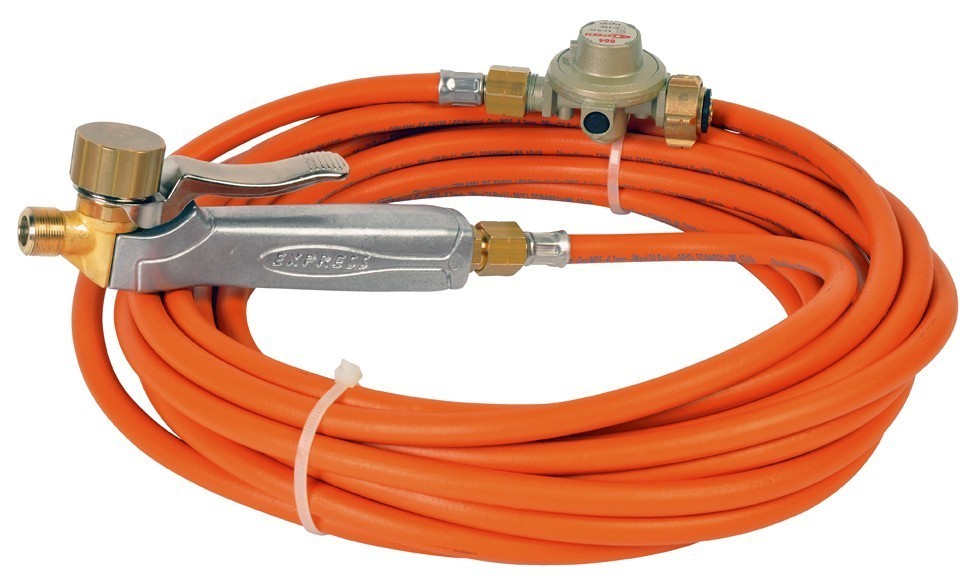 SET MANCHE À GÂCHETTE + TUYAU CAOUTCHOUC 10 M +DÉTENDEUR 4 BAR - EXPRESS - 6196