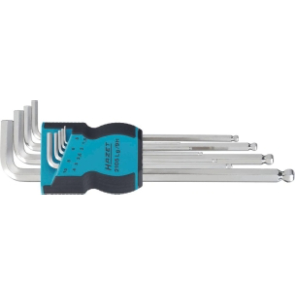 CLES MALES COUDEES HEXAGONALES EXTRA LONGUES DE 1,5 A 10MM - ETUI DE 9PC - HAZET - HZ012015