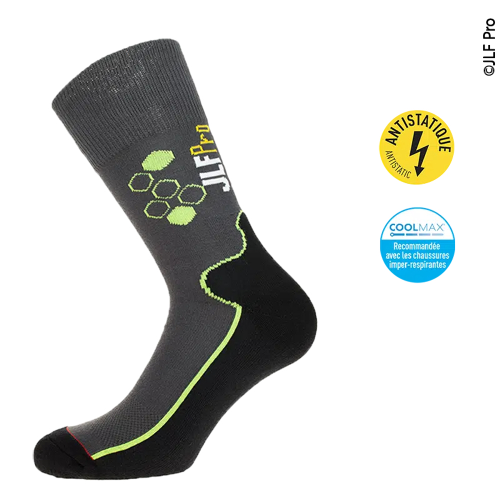 Chaussette Fraicheur gris/noir - JLF PRO - 0368AG