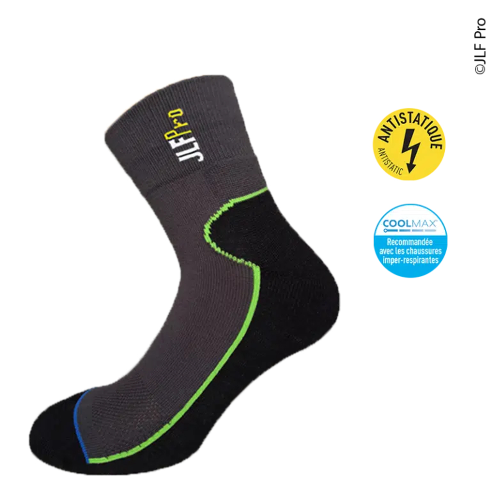 Chaussette Fraicheur Courte gris/noir - JLF PRO - 0840AG