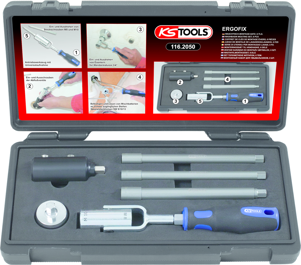 Coffret spécial sanitaire Douilles Diam.9 à 13 mm - 6 pcs KS TOOLS - 116.2050